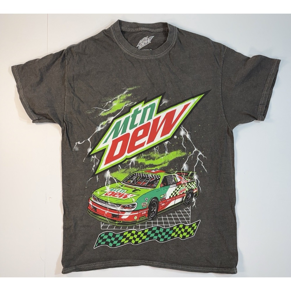 Mountain Dew Racing Tee Small NASCAR Style Graphic Black Shirt